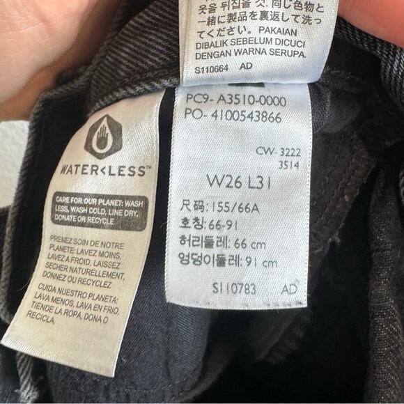 Levi's Womens Size 26 94's Baggy Worn in Grey Black Straight Leg Festival Boho - Picture 5 of 10